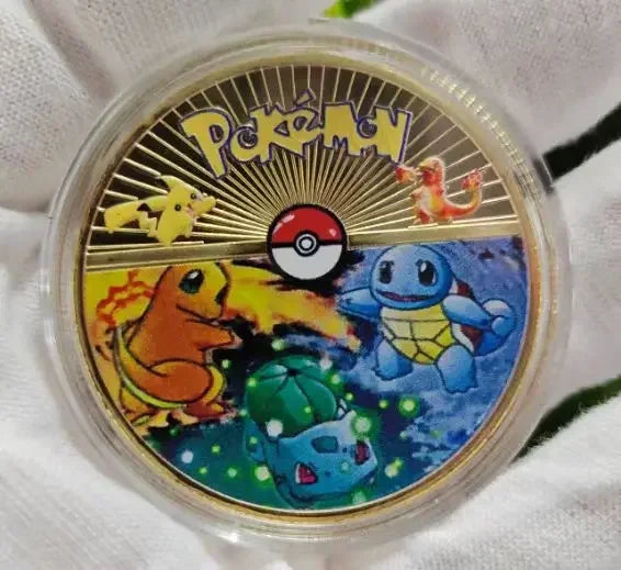 Anime Gold Plated Gold Coin Game Commemorative Coin Pikachu Mewtwo Charizard Gold Coin Game Collection childrens gift