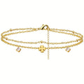 925 Sliver Plated CZ Anklet Bracelets for Women Girl Trendy New Waterproof Heart Charm Dainty Layer Chain Anklets Jewelry Gifts