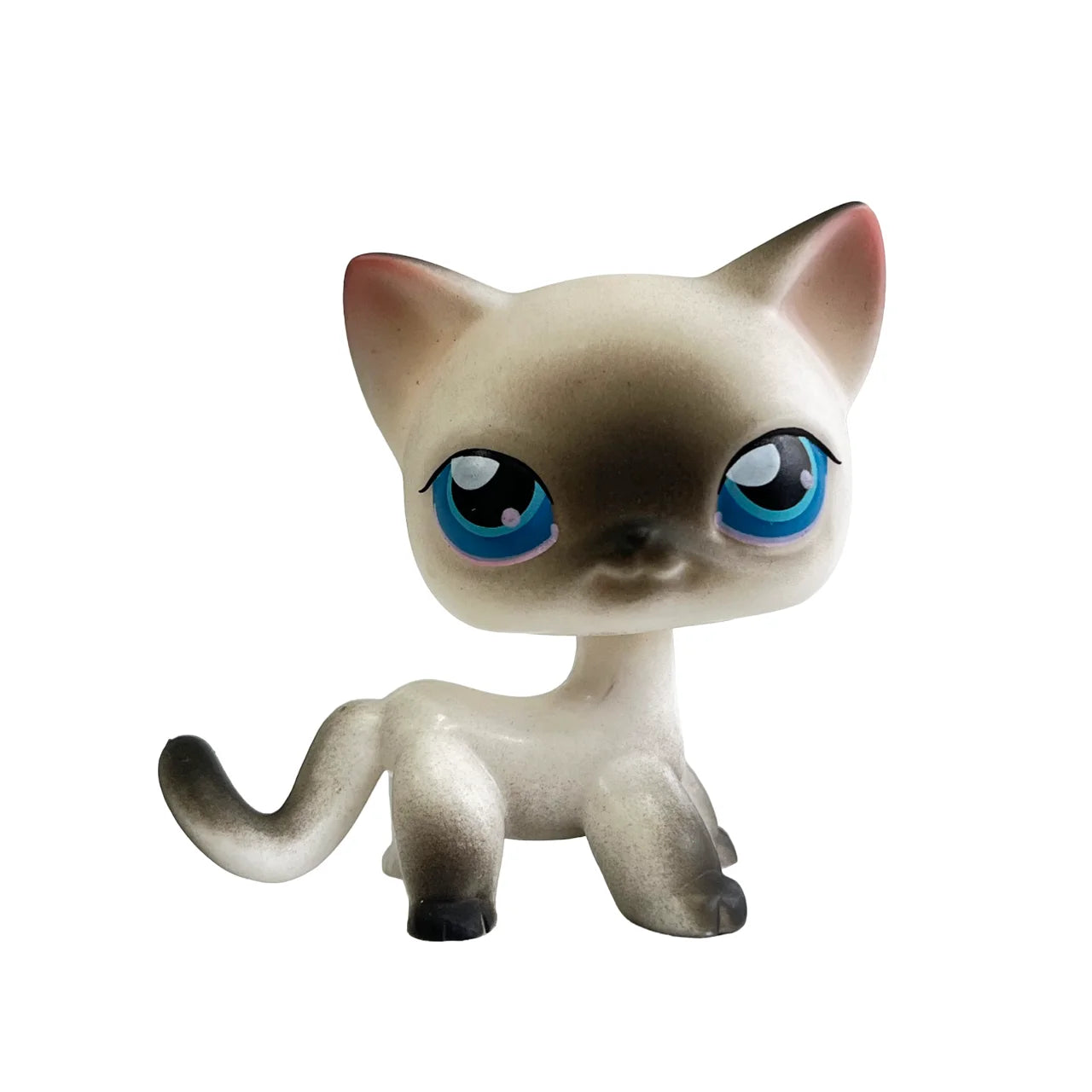 Rare pet Bobble head toy Stands Short Hair Kitten with Mouse and necklace Old Animal Collection toy lps