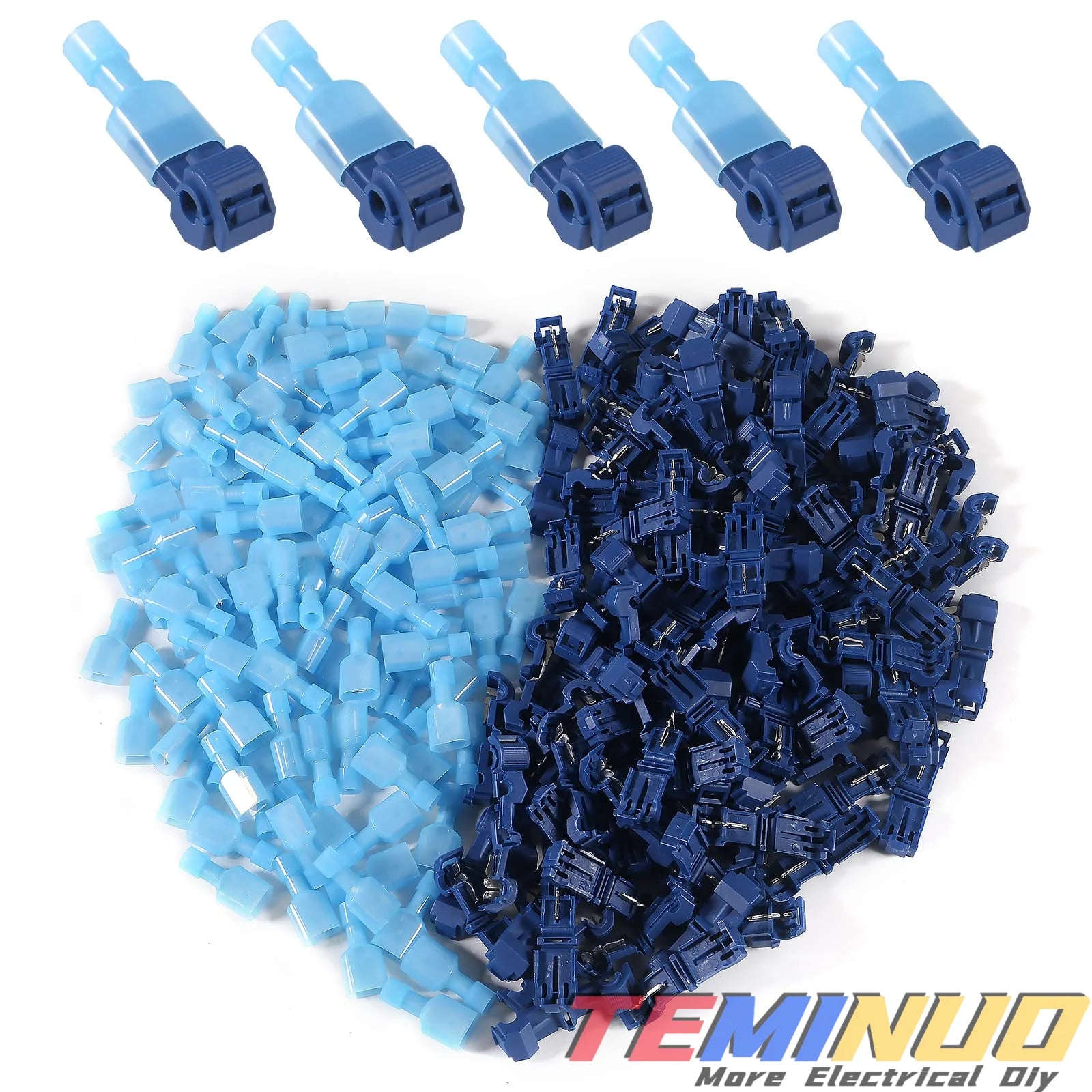 T Tap Wire Connectors, 60/50/40pcs Self-Stripping with Nylon Fully Insulated Male Quick Disconnect splice T Type Electrical Wire