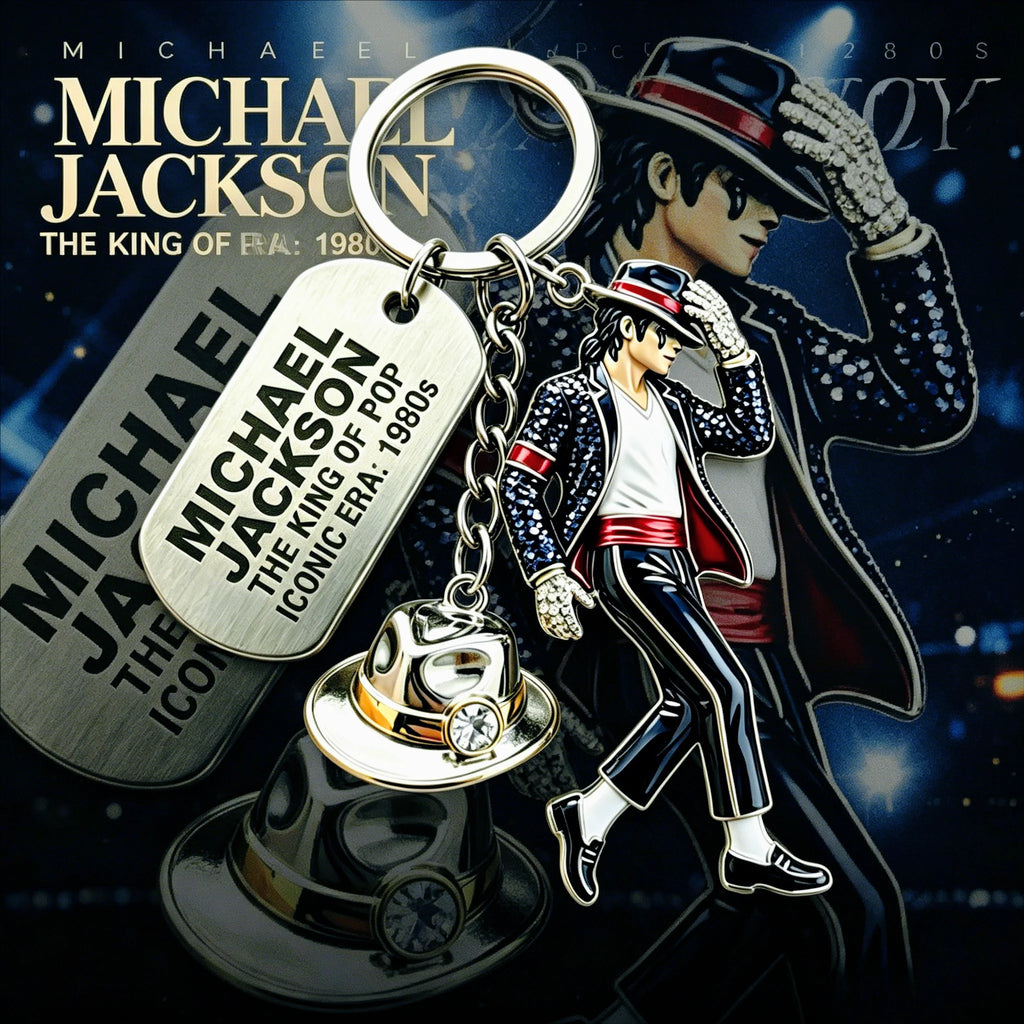 2026 Michael Jackson Keychain, Classic Dance King Pendant Key Ring, Fashion Singer Key Chain, Creative Gift for Men Women