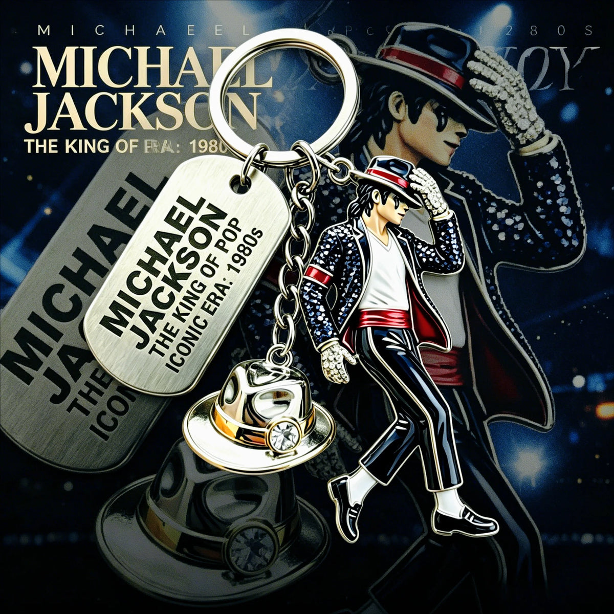 2026 Michael Jackson Keychain, Classic Dance King Pendant Key Ring, Fashion Singer Key Chain, Creative Gift for Men Women
