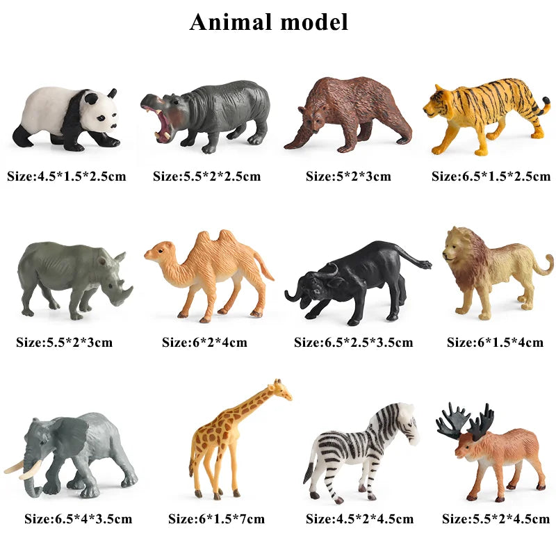 Oenux Mini Wild Wild Forest Animals Insect Dinosaur Model Owl Fox Squirrel Hedgehog Fox Frog Figurines Cake Toppers Kid Toy Gift