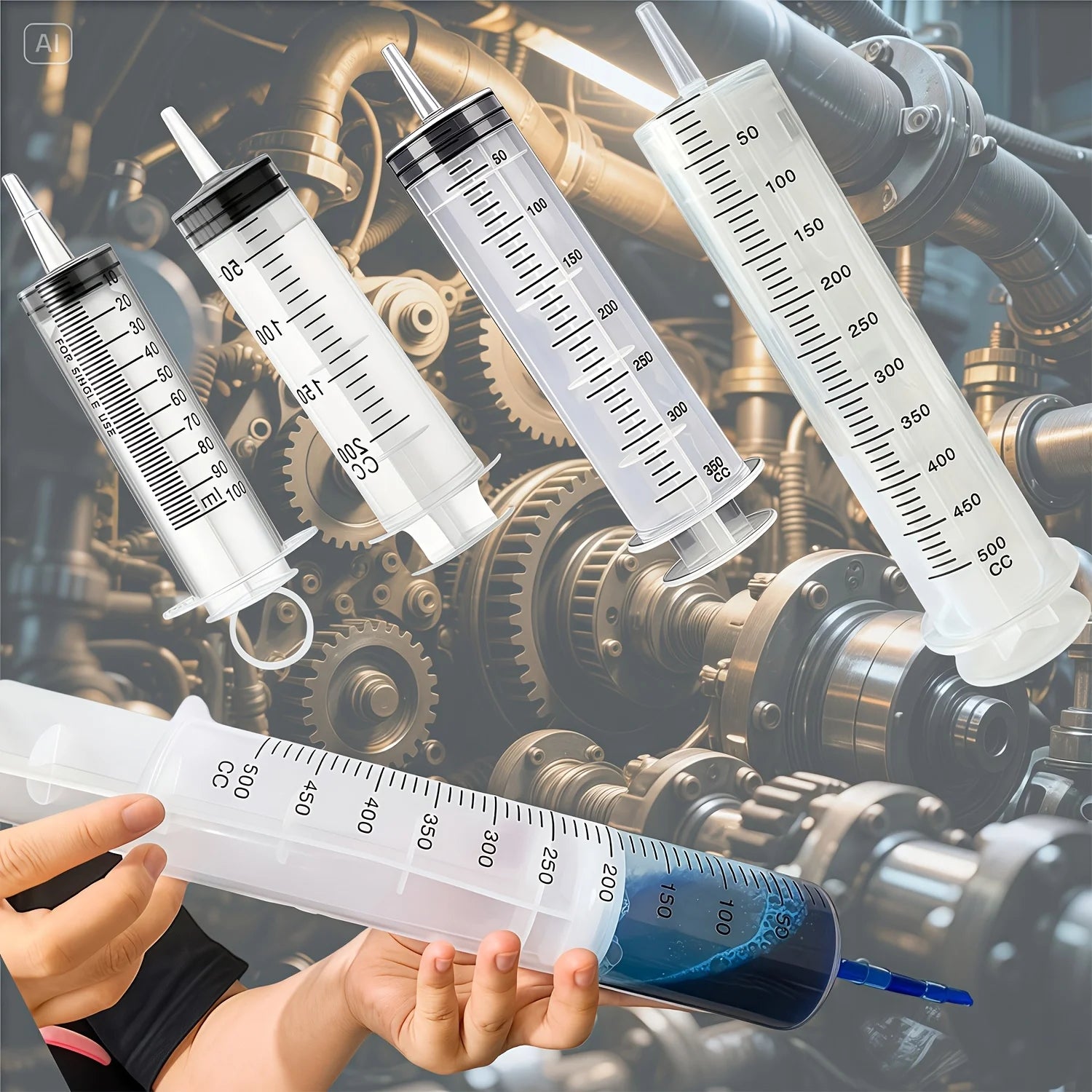 1 set of syringe type water suction/injection dual-use automotive tools, which can be used to suction/inject engine oil/gasoline