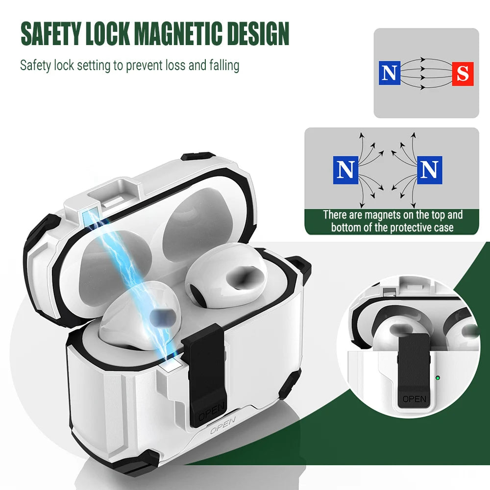 Luxury Bracket Case For AirPods Pro 3 3nd Automatic Lock Compatible With MagSafe For Men Apple Air Pods Pro 2 4 3 2 1 Pro2 Cover