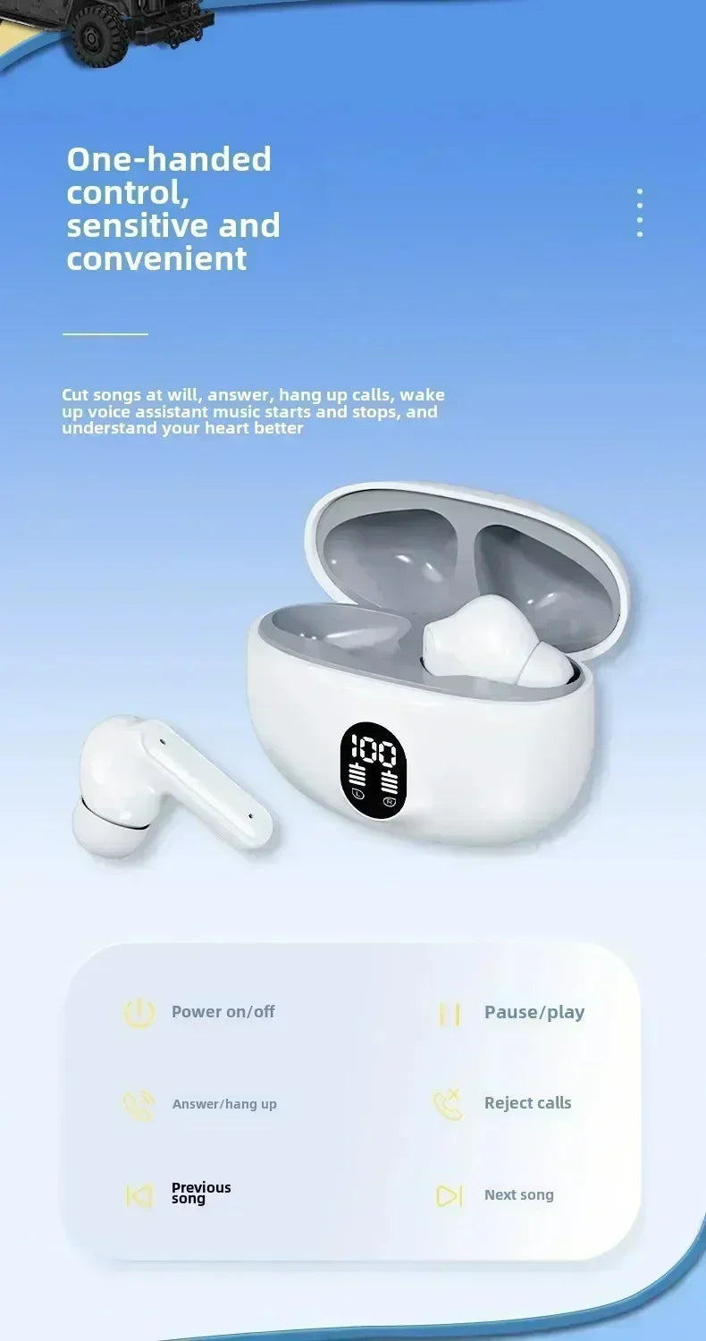 TWS Wireless Headphones Game Bluetooth Headphones with Microphone Noise Reduction High Fidelity Bass Earphones for phones