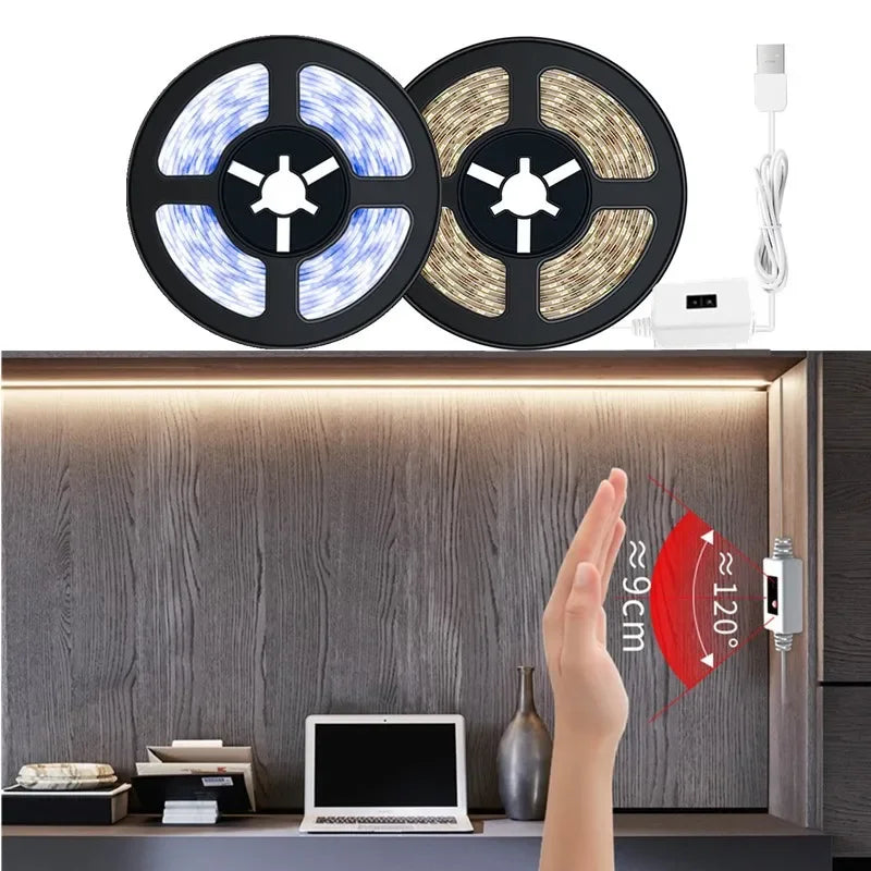 5V LED Under Cabinet Light USB Smart Dimmer Gesture Sensor Switch Control for Cabinet Closet Kitchen Wardrobe Counter Bedroom