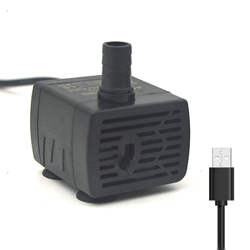 Ultra Quiet USB Aquarium Fish Tank Filtration Pump Mini Pet Fountain Submersible Adjustable Flow Water Circulation Pump 5V 5W