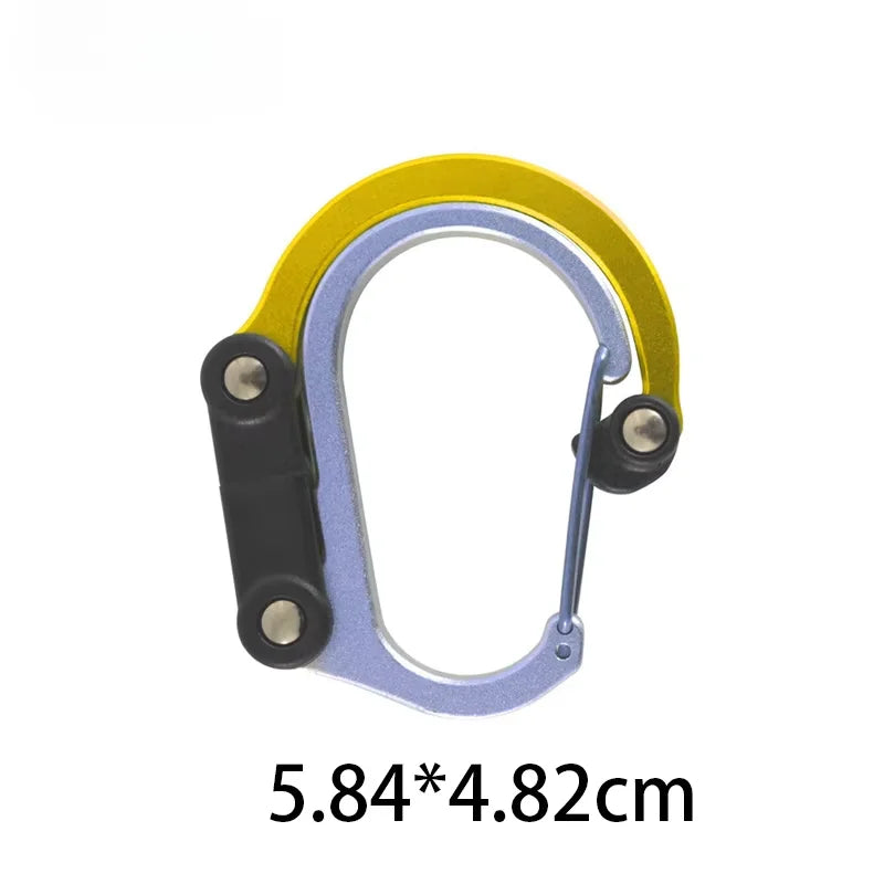 Multifunctional Aluminum Alloy D-Type Carabiner Clips Rotatable Quick-Hanging Utility Hooks for Camping Outdoor Sports