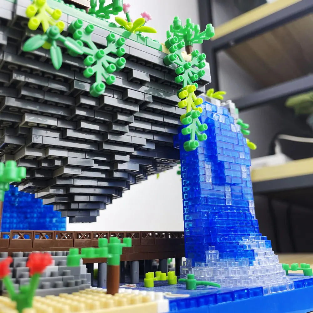 Taohuatan Lake Themed Micro Brick Building Blocks Set, Adult Creative Toys, Unique Chinese Landscape Model Bricks with LED Light