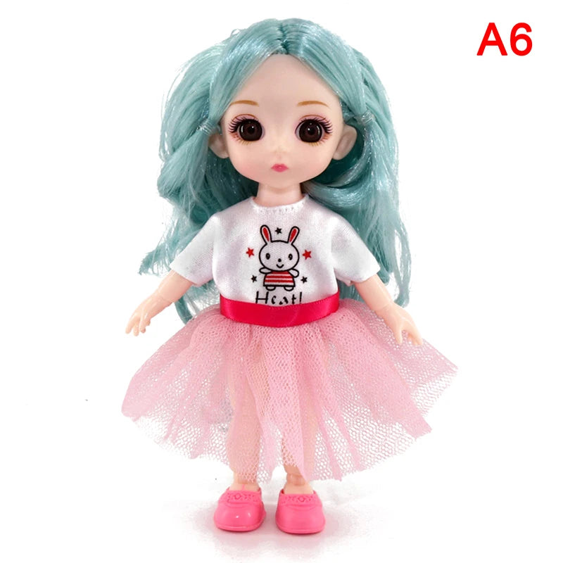 BJD 16CM Doll 13 Movable Joints Casual Fashion Princess Clothes Suit Accessories Nude Decoration Multicolor Hair Girl Gift Toy