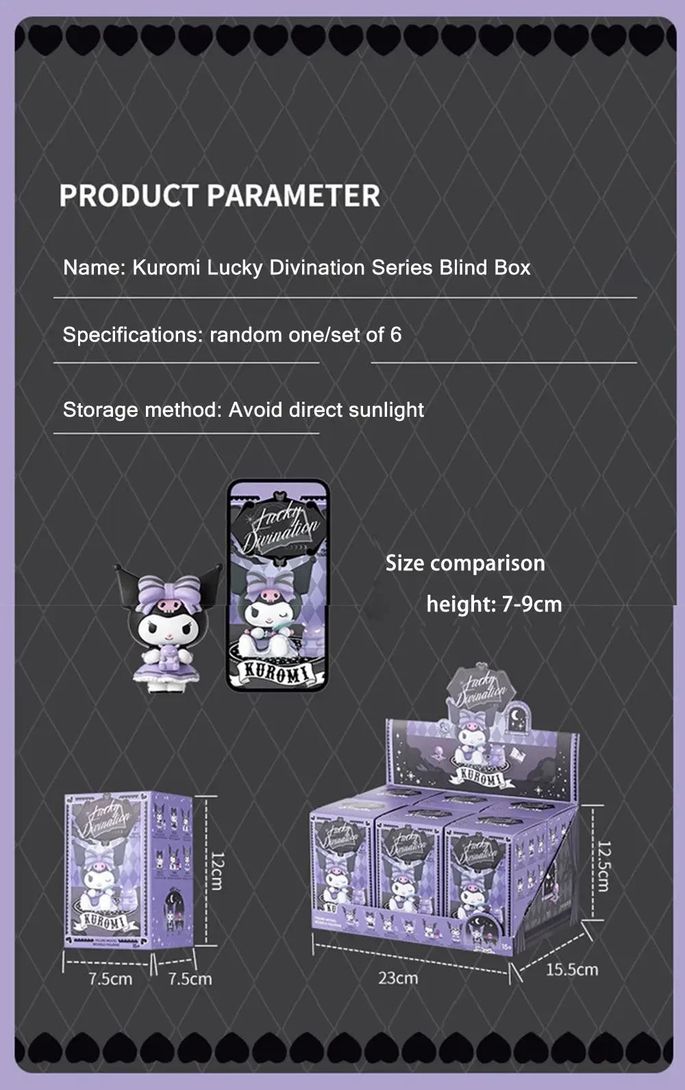 Sanrio Blind Box Cartoon Kuromi Doll Lucky Divination Anime Series Action Figure Model Doll Child Toy Desktop Decor Birthday Gif