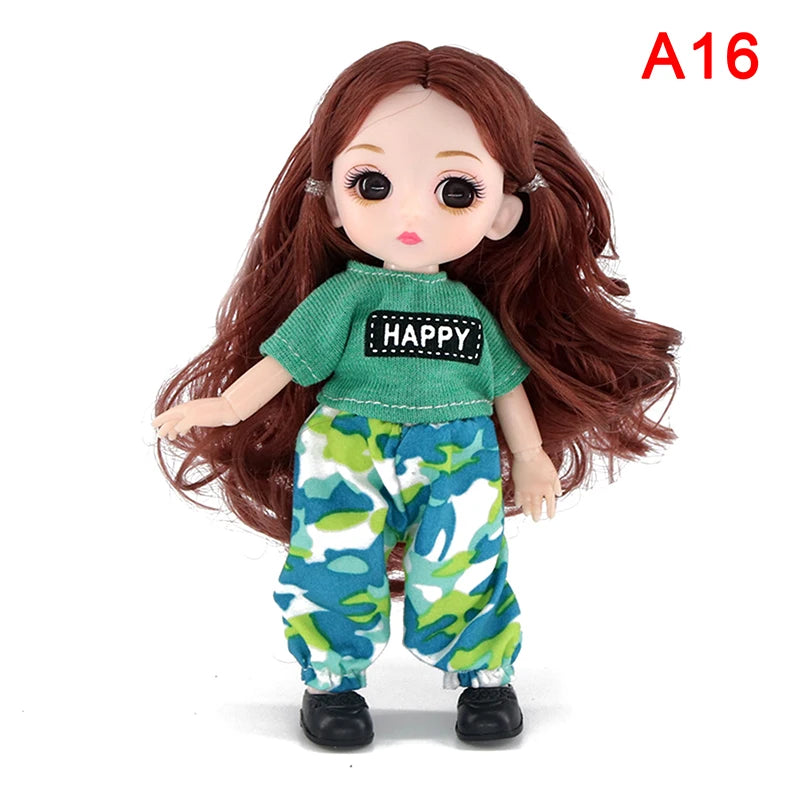 BJD 16CM Doll 13 Movable Joints Casual Fashion Princess Clothes Suit Accessories Nude Decoration Multicolor Hair Girl Gift Toy