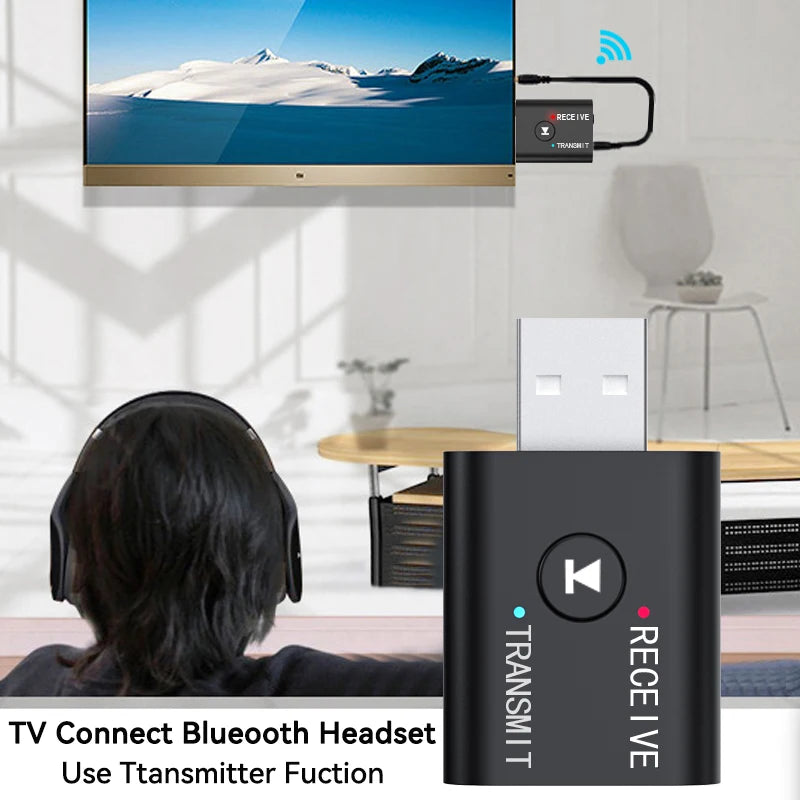 2 In 1 Bluetooth Audio Transmitter Receiver With HD Mic 3.5mm AUX USB Stereo Music Wireless Adapter For Car Kit Speaker TV PC