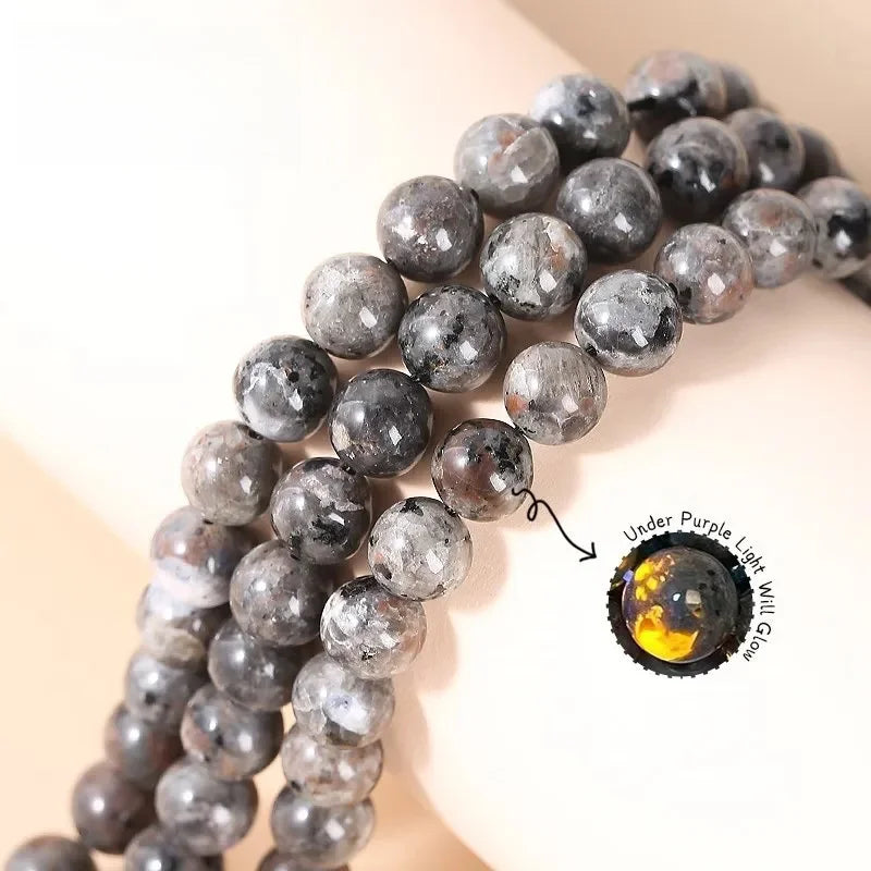 Natural Stone Round Flame Stone Beads Yooperlite Fire Sodalite Loose Spacer Beads for Jewelry Making DIY Bracelets Necklace 15''