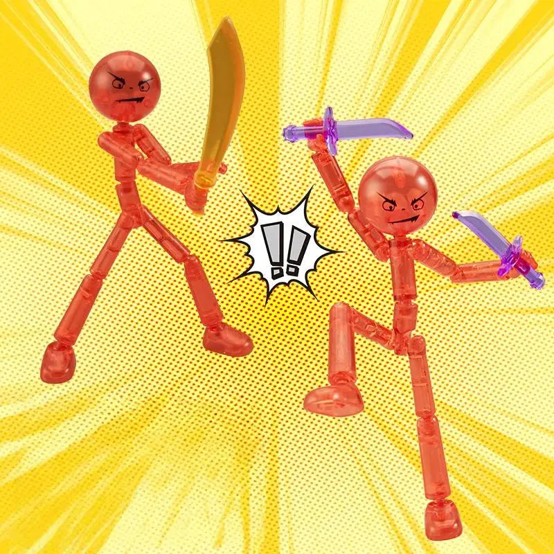 1 Set Novelty Action Figure Stickman Assembled Robot Movable Multi-jointed Stickman Toy 3d Printing Mannequin