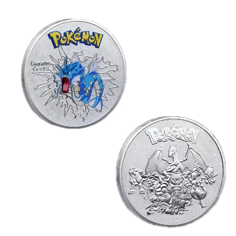 Anime Gold Plated Gold Coin Game Commemorative Coin Pikachu Mewtwo Charizard Gold Coin Game Collection childrens gift