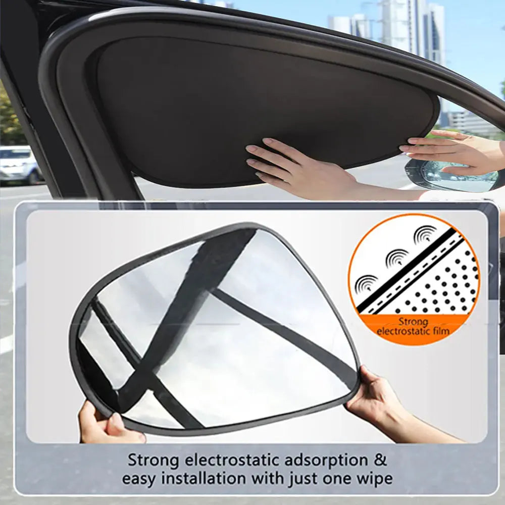 Summer Electrostatic Sun Visor for Car Side Window 4-Layer Sun Shade Curtains Anti-Glare UV-Blocker Auto Sun Protection Cover
