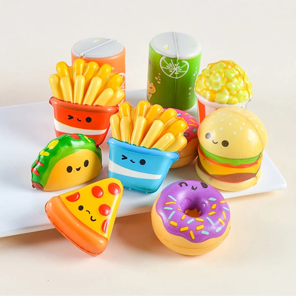 12pcs Mini Squeeze Toys, School and Birthday Gift Pack with Various Food &Fries Slow-Rising Squishy Toys,Random Styles Christmas