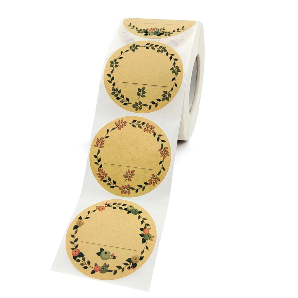 500pcs Round Floral Thank You Stickers Canning Labels for Food Containers Jars,Gift Baking Packing Decor,Can write