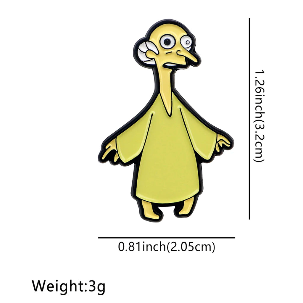 Cartoon Funny Old Man Enamel Pin Badges on Backpack Brooches for Women Lapel Pins Fashion Jewelry Cosplay Accessories Toys Gift