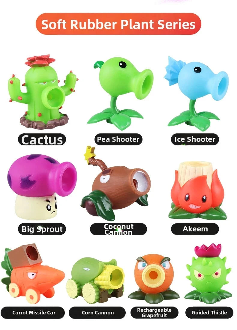 Plants Vs Zombies Cactus Peashooter Coconut Cannon A.K.E.E Character Toys 6 Style Game Figures Soft Silicone Boy Birthday Gift