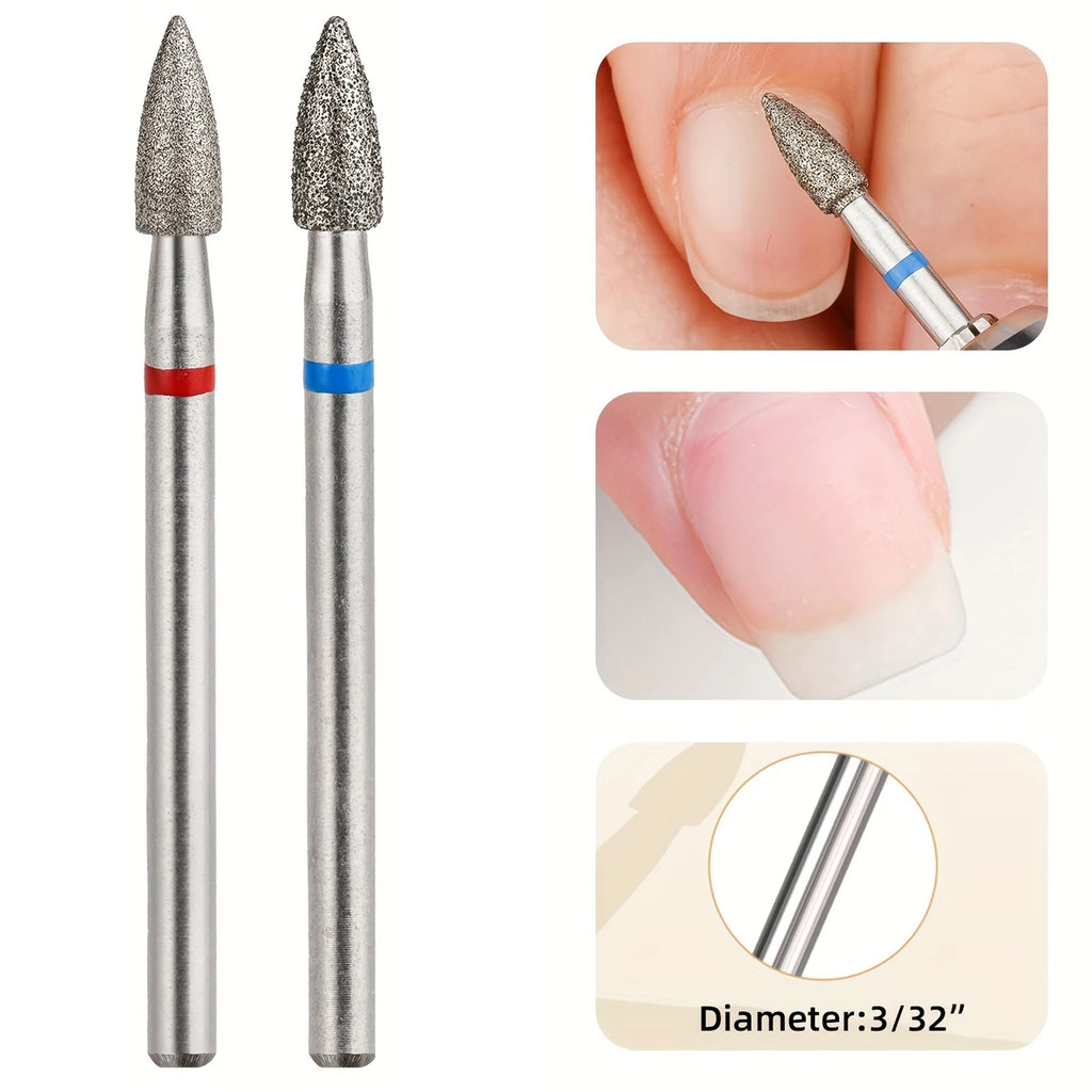 10pcs/set 3mm Cone Diamond Cuticle Bit Manicure Drills Nails Accessories Tools