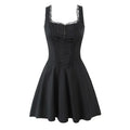 YENKYE New 2025 Women Blue Elegant Party Mini Dresses Sexy Sleeveless Low Waist A-line Summer Dress Lace Up Back Robe