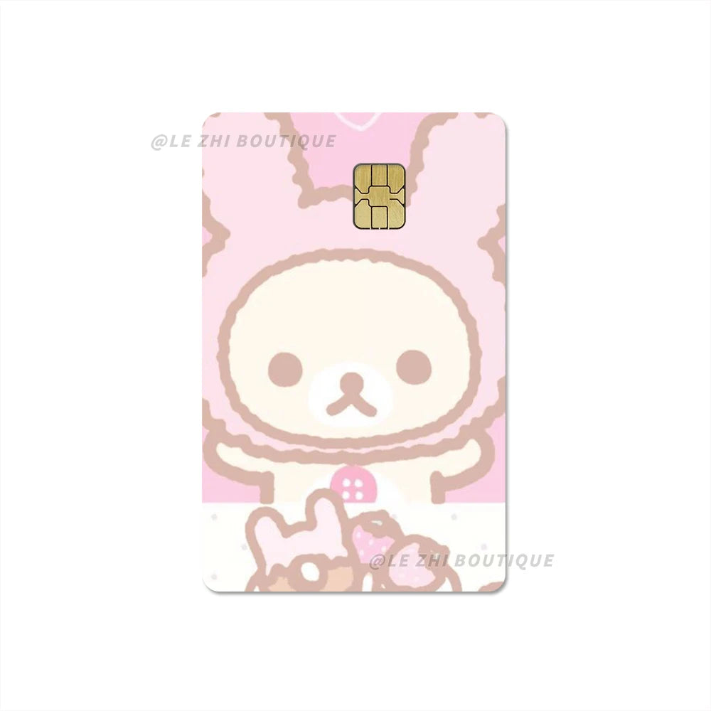 Japan Anime Cute Cartoon Bear Credit Debit Card Sticker Kawaii Bus Pass Diy Waterproof Small Chip Film Sticker Decoration