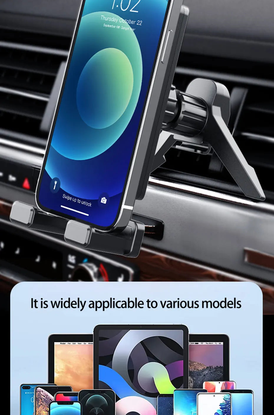 BLALION Car Air Conditioning Port Air Vents Tablet Holder 7-12.9 Inch Folding Screen Cell Phone Holder Universal Car Bracket