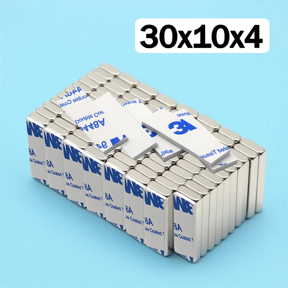 20x10x2 60x10x3mm Super Powerful Block Neodymium Magnet  With double-sided adhesive Magnet N35 Strong Permanent Magnetic imanes