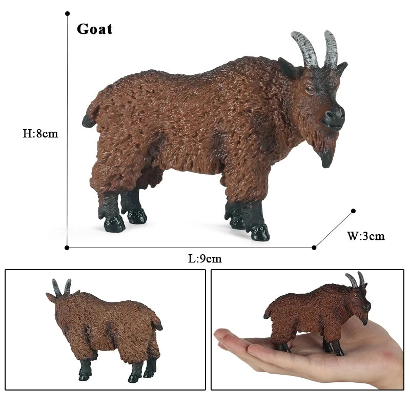 Oenux Classic Farm Animal Simulation Sheep Goat Argali Antelope Model Action Figure Poultry Figurines Cute Toy For Kid Gift
