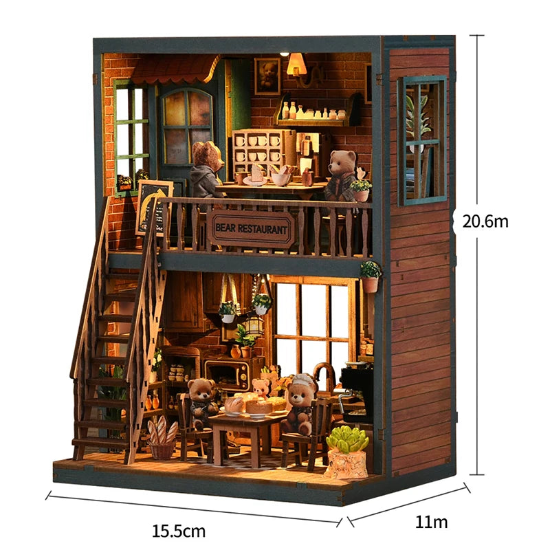 DIY Wooden Book Nook Insert Kit Doll Houses Building Toys Bookends Bookshelf Decor DollHouses Toys For Kids Xmas Gifts