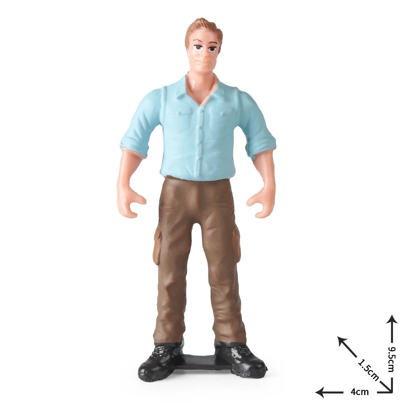 Oenux New Farmer People Model Simulation Farm Staff Feeder Action Figures Pig Animals Figurine Miniature Lovely Toys For Kids