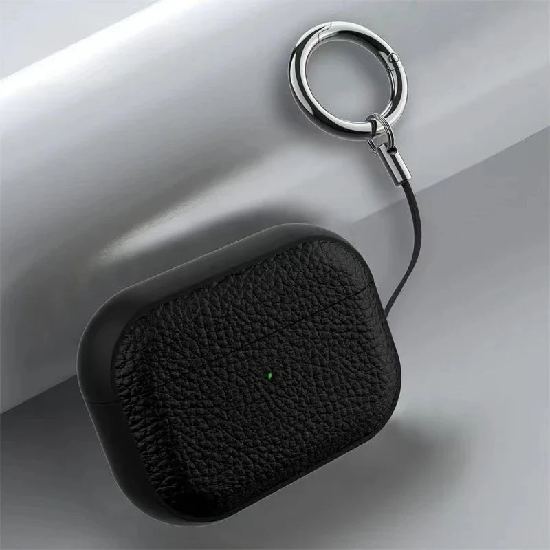 For Airpods Pro 1 2 Case Luxury Lychee Leather Business Earphone Case with Hook Strap Headphone Cover For Apple Air Pods 4 3 2 1