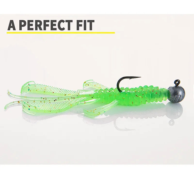 10pcs silicone soft bait lobster fishing bait 8cm sunken shrimp rotating double tail sea fishing outdoor fishing accessories