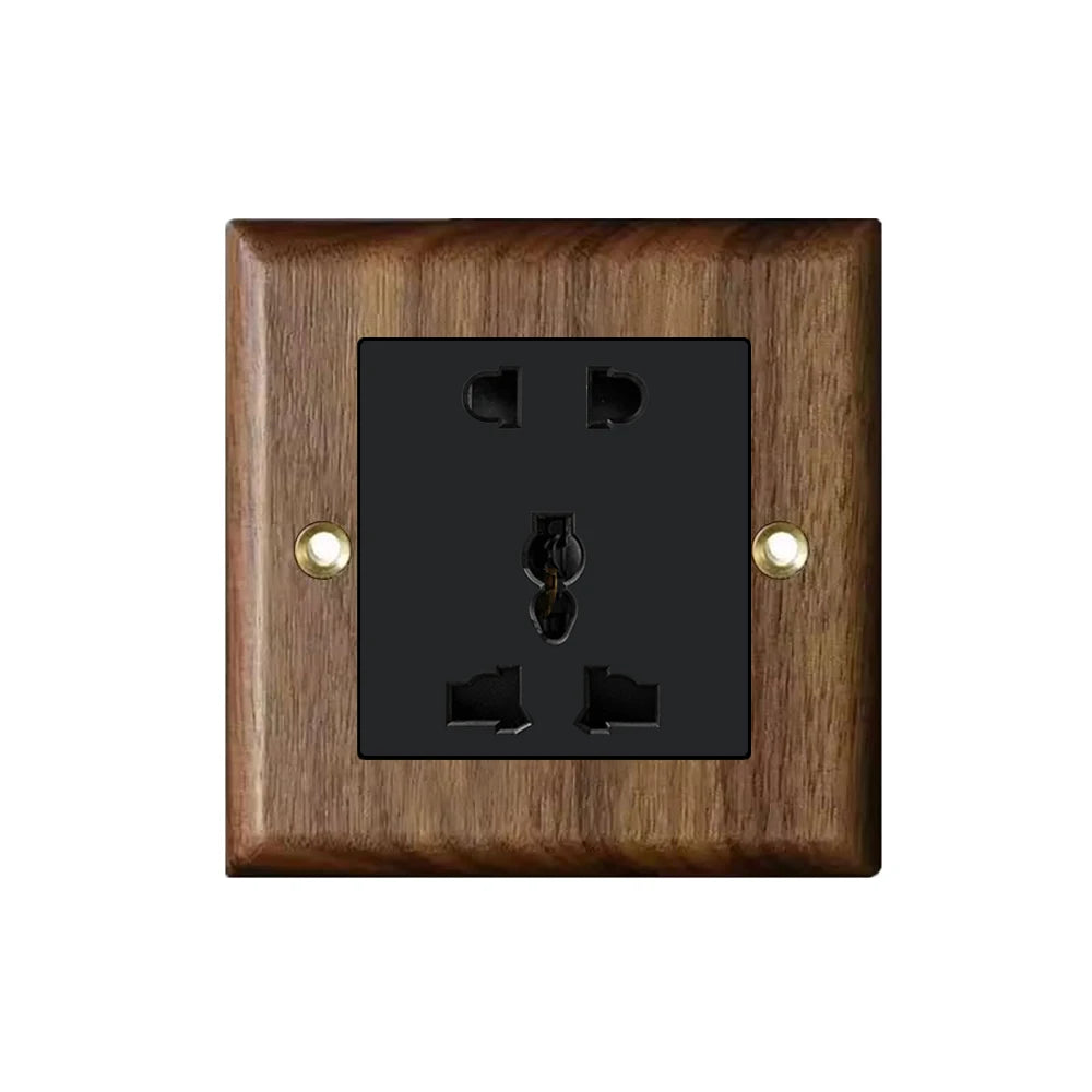 High Quality Retro Europe Type Vintage Wall Light Switch Socket, Solid Wood Brass Toggle Switch Plate, Antique Home Stay Switch