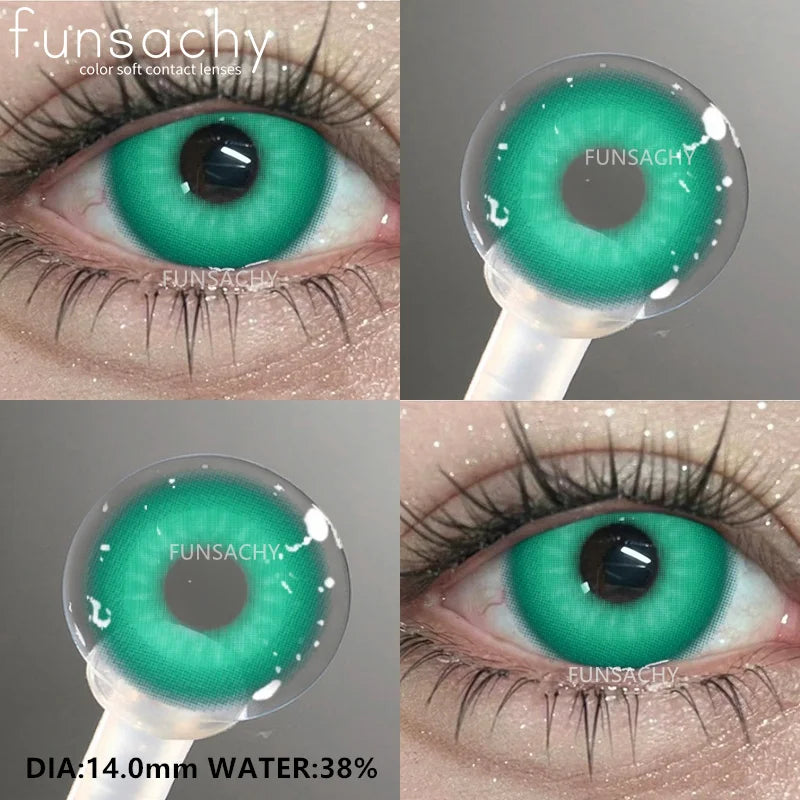 FUNSACHY 1Pair Colorful Cosplay Contact Lenses for Eyes Colored Fashion Pink Contacts Lens Green Cosmetic Pupil Yearly Red Lens