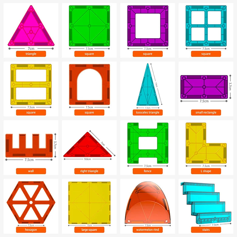 VINEDI Magnetic Building Blocks Construction Set Game Magnet Tiles Children Montessori Educational Toys For Kid Boy Girl Gift