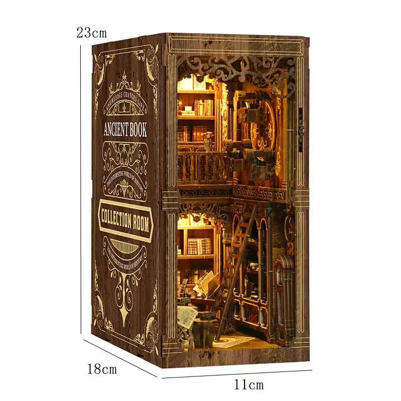 DIY Wooden Book Nook Insert Kit Doll Houses Building Toys Bookends Bookshelf Decor DollHouses Toys For Kids Xmas Gifts