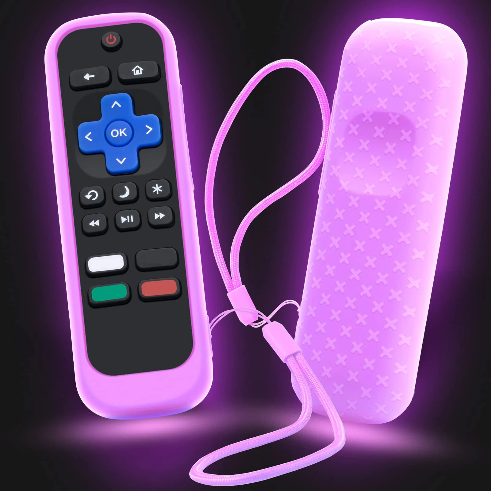 Case for Roku Remote Universal Replacement Controller Silicone Sleeve Skin Glow in The Dark(Red and Black Not Glow)