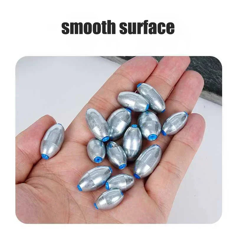 10pcs/Lot Alloy Hollow Olive Fishing Sinkers 3g/4g/5g/6g/7g/8g/9g/10g/12g/15g Carbon Steel Fishing Weights Fishing Accessories
