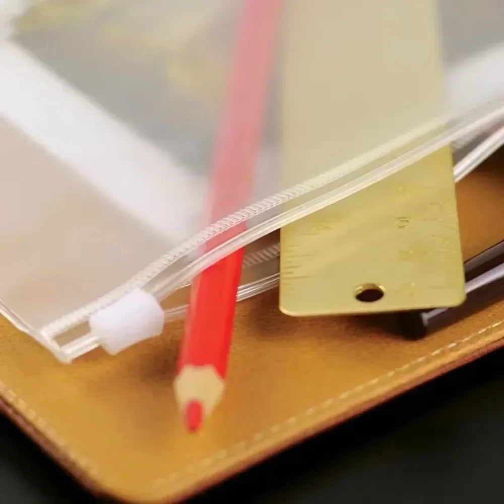 10Pcs  A5 A6 A7 Binder Pocket Binder Zipper Folders for 6 Ring Notebook Divider Page Waterproof PVC Leaf Document Filing Bag