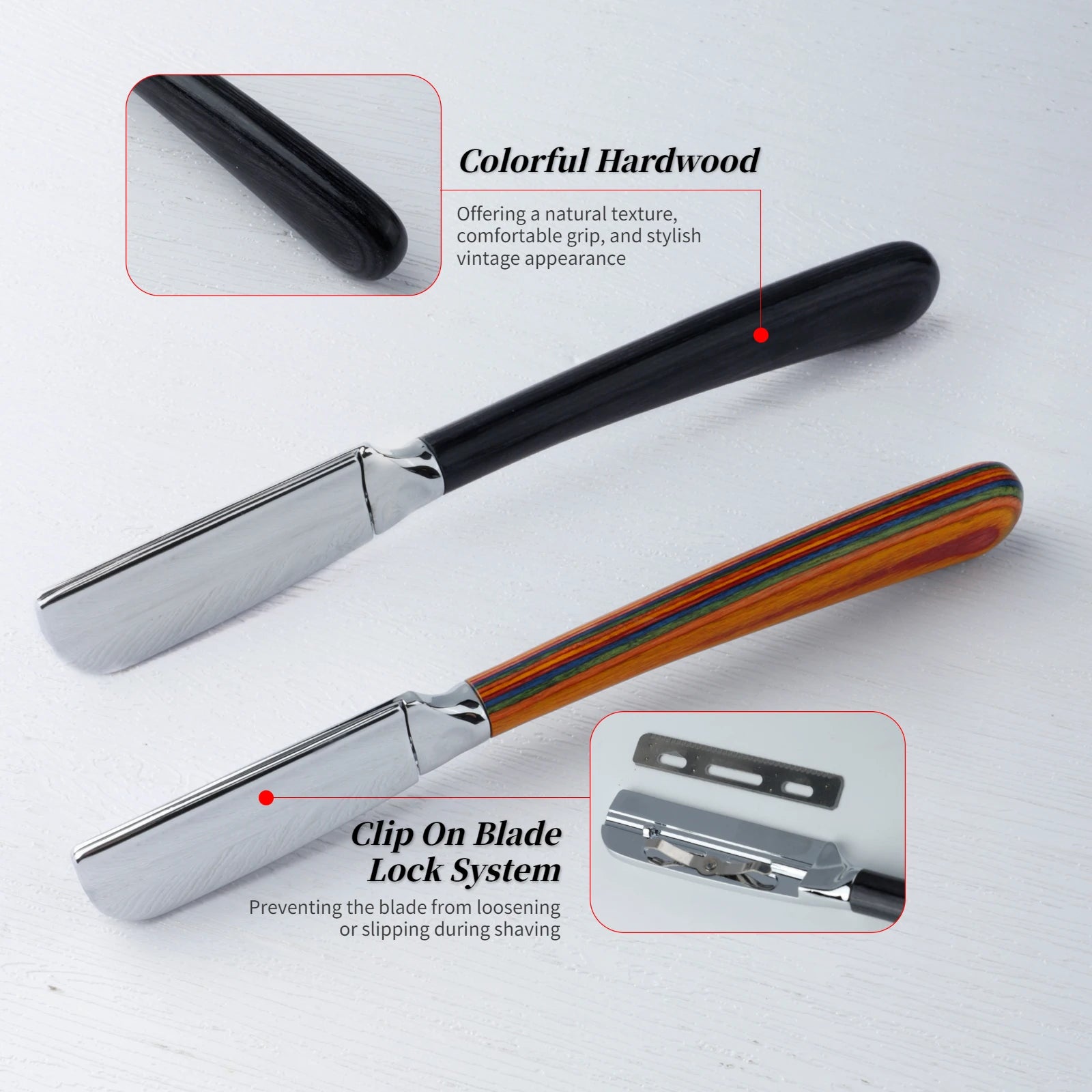 New Professional Baber Beard Straight Edge Shaving Razor Men Hair Removal Tools, Wooden Handle, Anti-Slip Grip for Home Shaving