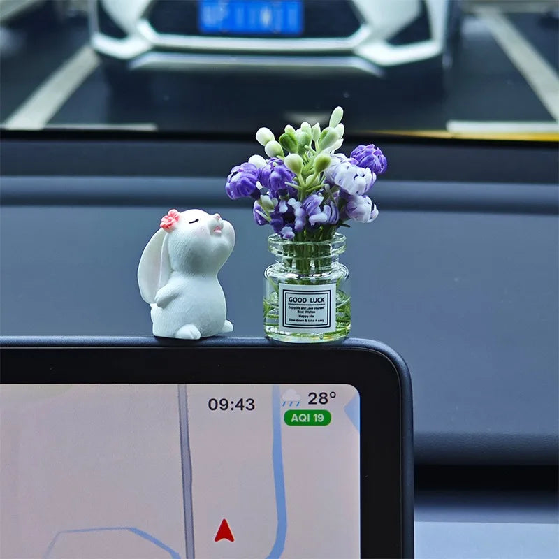 Car'S Mounted Bunny Smelling Floral Fragrance Healing Ornament Console Romantic Fantastic  Auto Center Ornaments