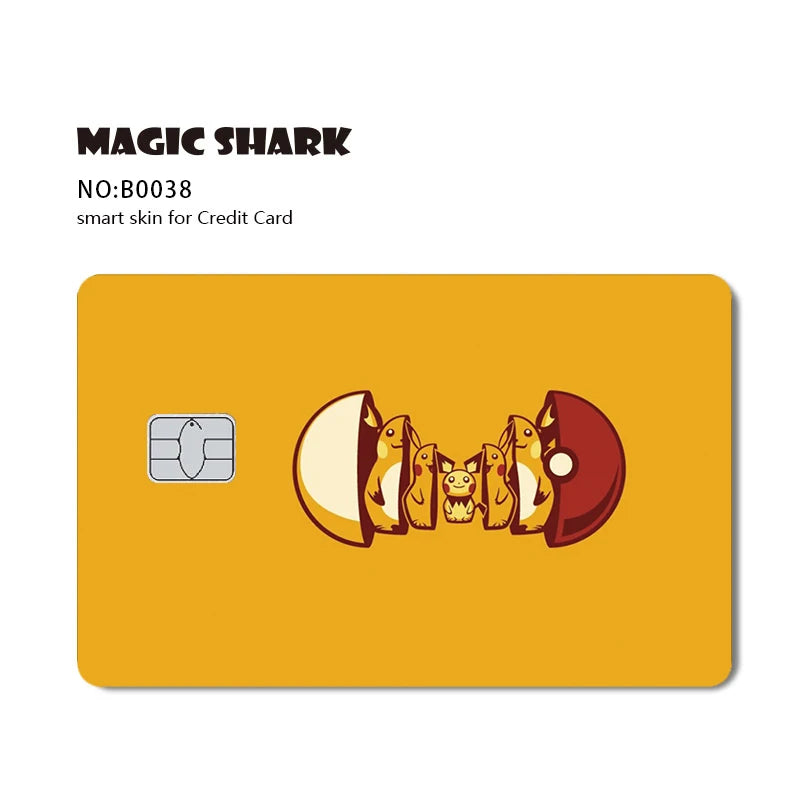 Maigc Shark Cute Pokemons Mewtwo Eevee Pikachu Gengar Sticker Film Cover for Debit Credit Card No Fade
