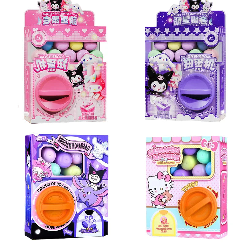 Kulomi Hello Kitty Action Figure DIY Egg Twisting Machine Surprise Mini Claw Doll Game Machine Blind Box Toys Children Gifts
