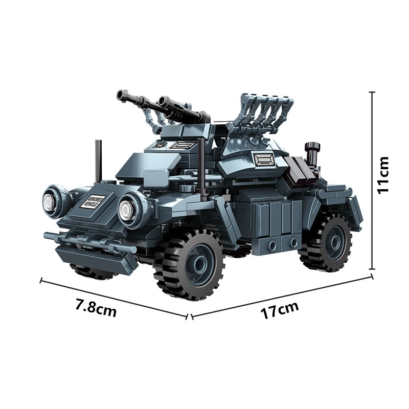 WW2 Military Army Soldiers World War 2 Tank Armored Vehicle Model Assemble Building Blocks Bricks Children's DIY Toys Gift