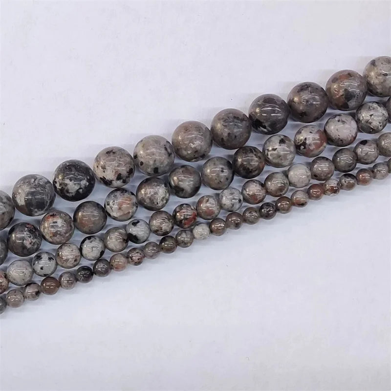Natural Stone Round Flame Stone Beads Yooperlite Fire Sodalite Loose Spacer Beads for Jewelry Making DIY Bracelets Necklace 15''