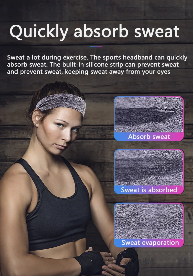 1pcs Sweatband Moisture-Wicking Breathable Men Women Sports Elastic Headband for Fitness gym Running  basketball